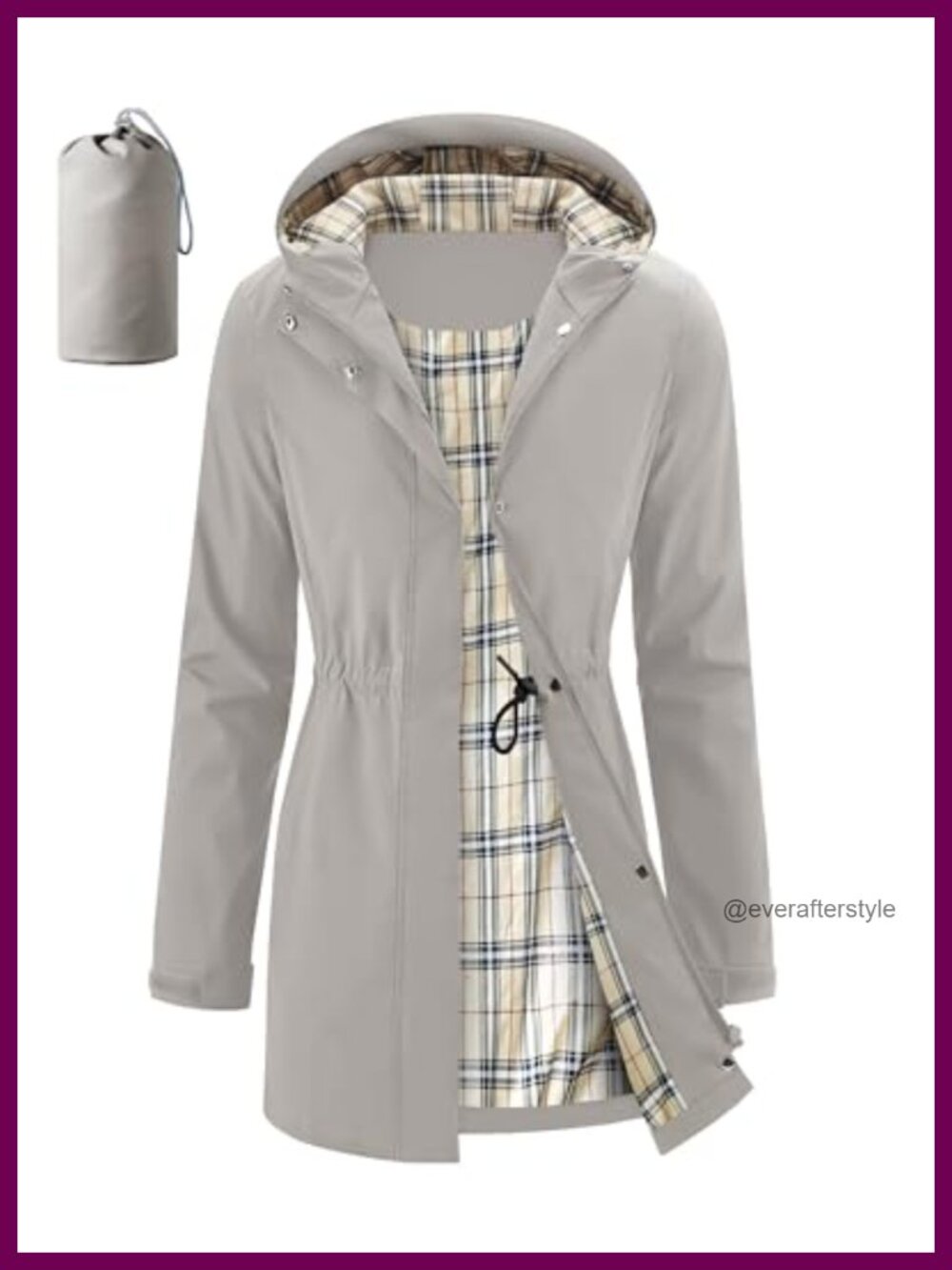 Long Rain Jacket Waterproof Packable Hooded Windbreaker